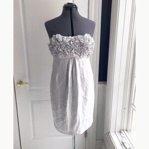 Aqua Silvery Gray dress with rosette detailing, size M